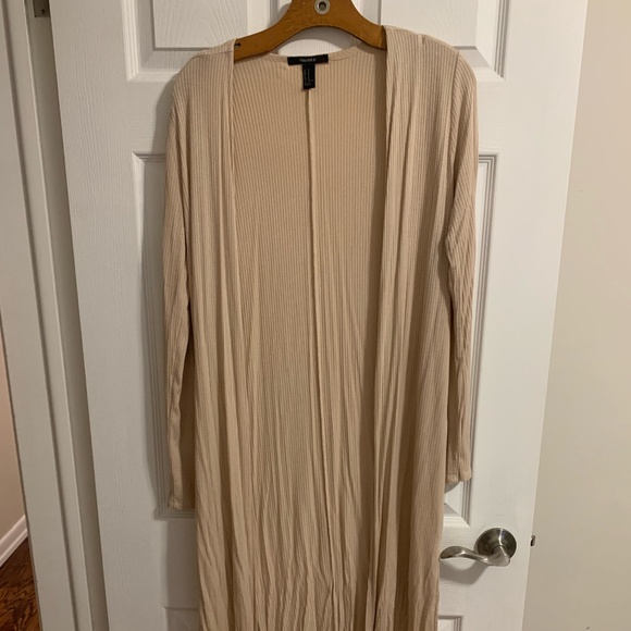 Forever 21 Biege Ribbed Duster Cardigan - Picture 1 of 4